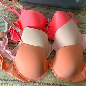 Three Victoria Secret Bras 36c padded light